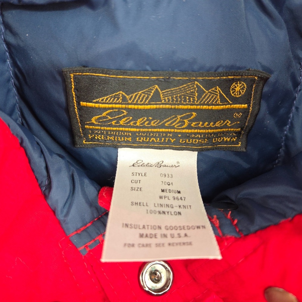 VTG Eddie Bauer Down Vest Men's Med Red Goose Down Puffer USA Made 80s 90s - Picture 5 of 9